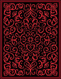 Bold Red Floral Scrollwork Rug