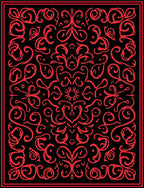 Bold Red Floral Scrollwork Rug