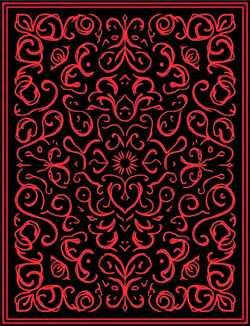Bold Red Floral Scrollwork Rug