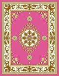 Ornate Pink Gold Floral Medallion Rug