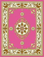 Ornate Pink Gold Floral Medallion Rug