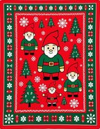 Festive Red Gnome Snowflake Christmas Rug