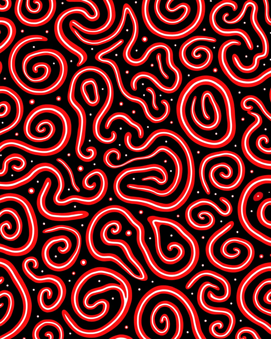 Bold Red Swirl Abstract Lines Rug