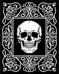 Gothic Skull White Floral Border Rug