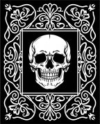 Gothic Skull White Floral Border Rug