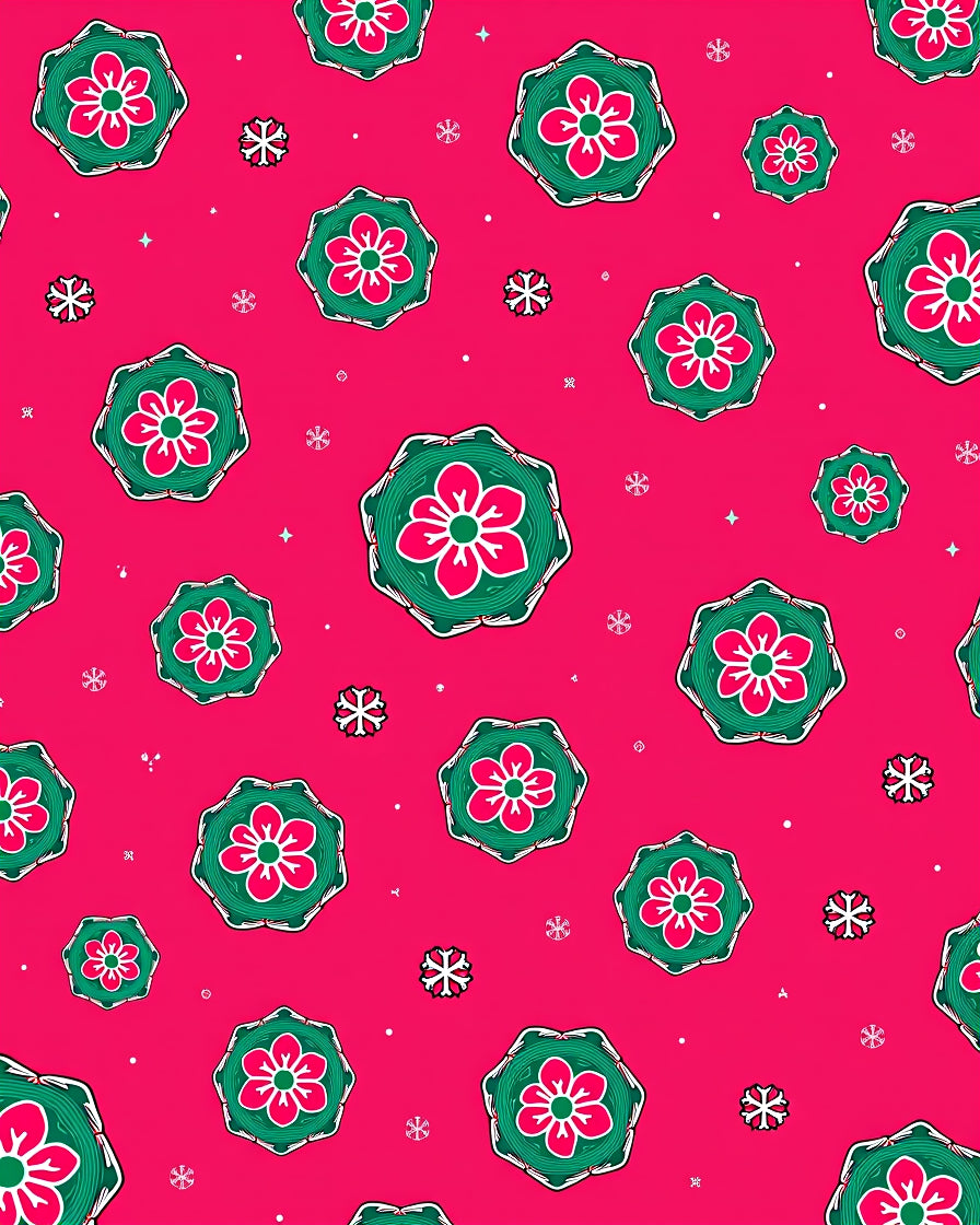 Fuchsia Pink Floral Medallion Scatter Rug