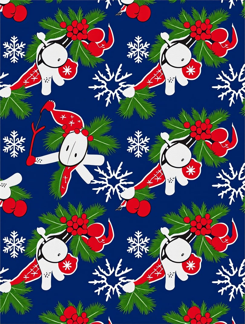 Christmas Characters With Snowy Berries Rug