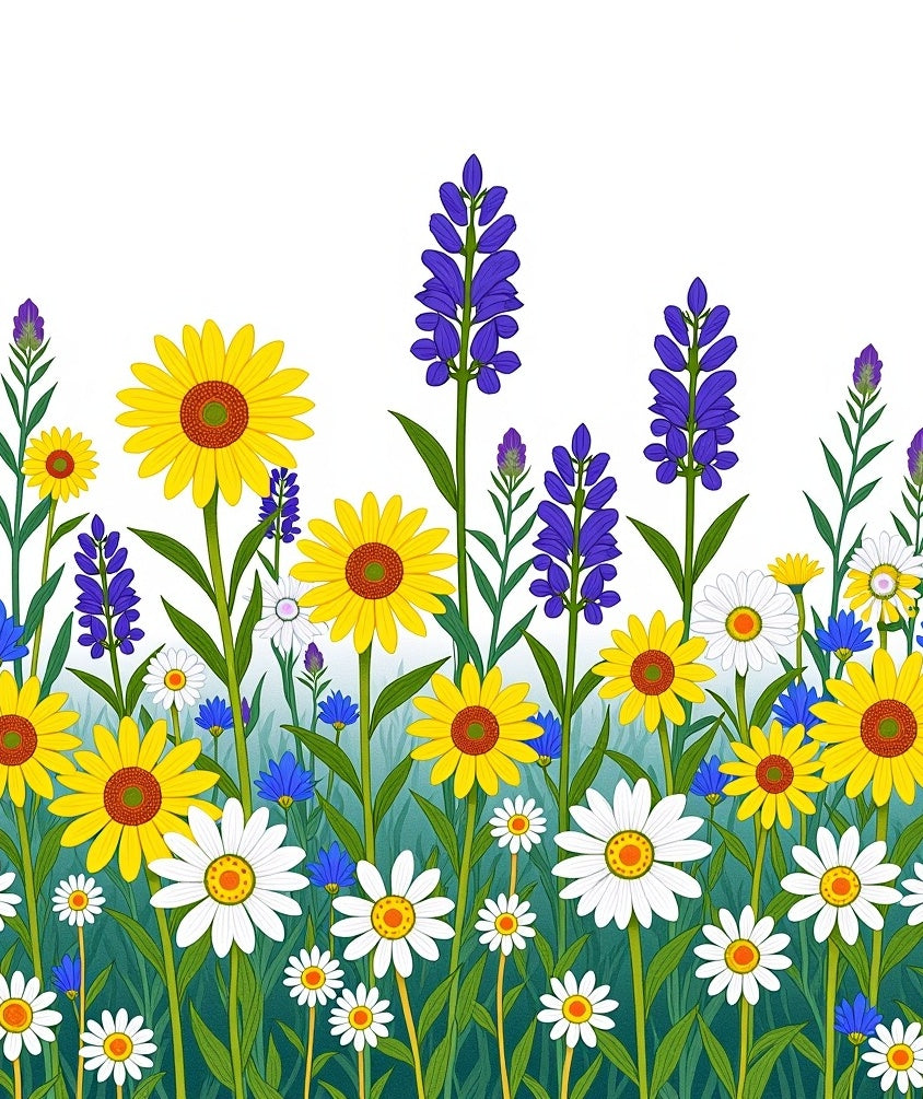 Sunny Yellow Daisy Lavender Field Rug