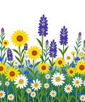 Sunny Yellow Daisy Lavender Field Rug