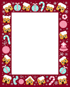 Whimsical Gingerbread Candy Cane Border Rug