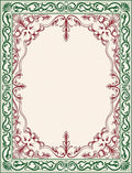 Crimson Green Classic Floral Border Rug