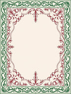 Crimson Green Classic Floral Border Rug