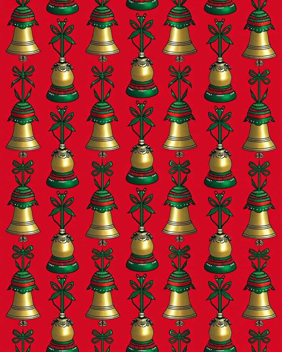 Golden Bells with Green Ribbons Rug