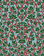 Crimson Vine Green Leaf Foliage Rug
