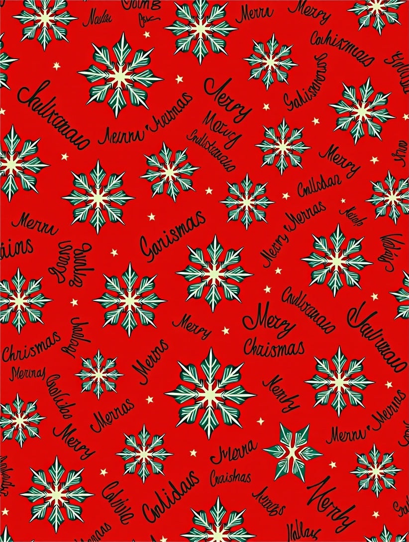 Red Snowflake Merry Christmas Scatter Rug