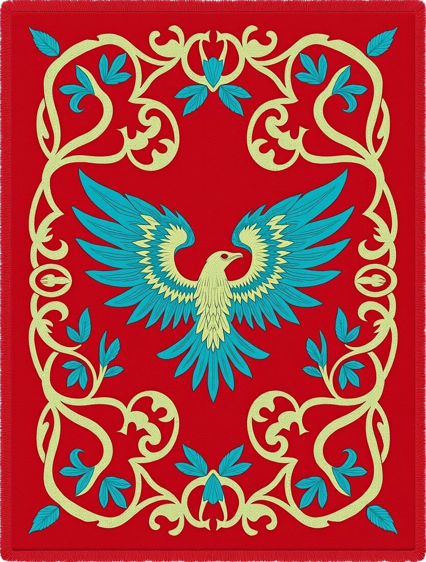 Crimson Phoenix Regal Scrollwork Rug