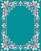 Elegant White Floral Border Teal Rug