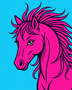 Vibrant Pink Horse Graphic Rug
