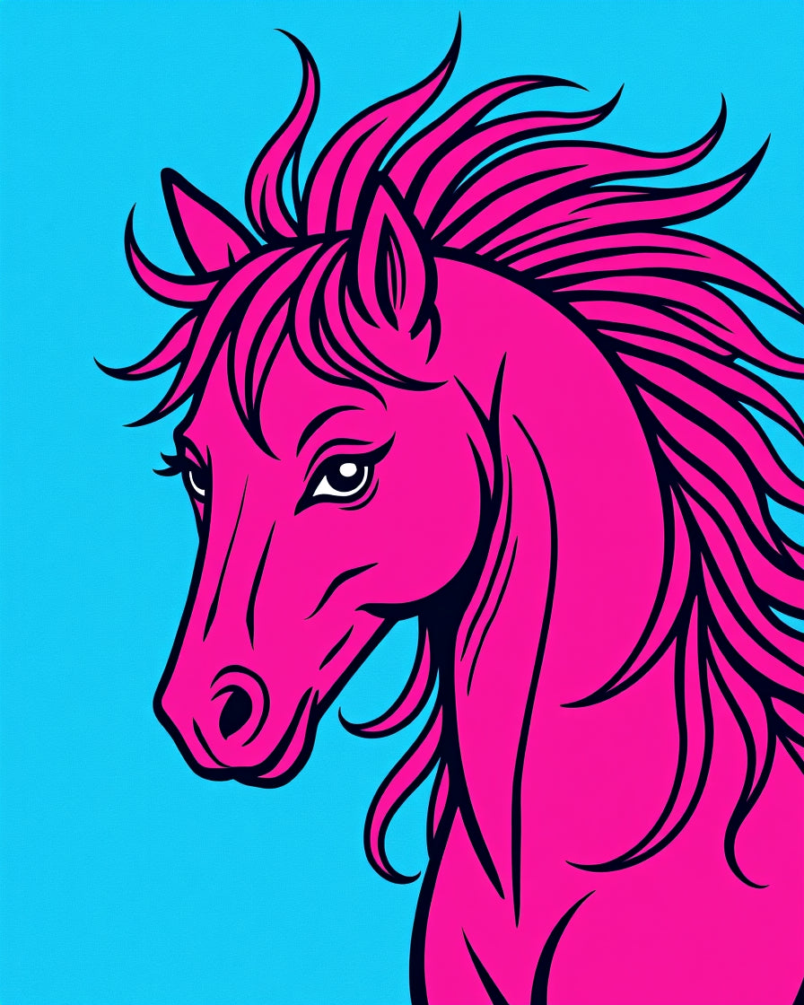 Vibrant Pink Horse Graphic Rug