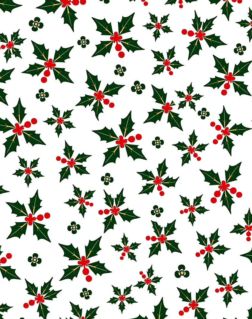 Green Holly Red Berry Christmas Rug