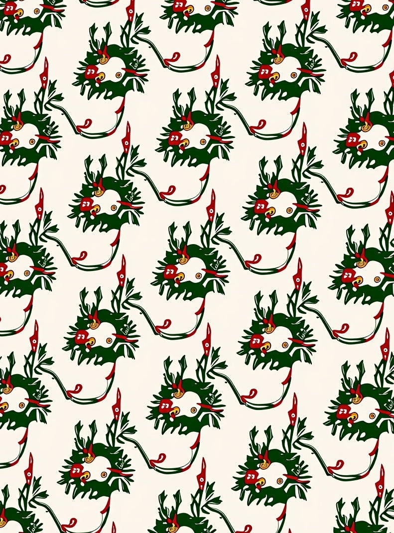 Whimsical Green Wreath Red Berry Rug