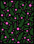 Vibrant Green Feather Pink Dot Garden Rug