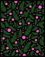 Vibrant Green Feather Pink Dot Garden Rug