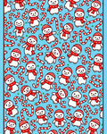 Cute Snowman Red Scarf Candy Cane Background Rug