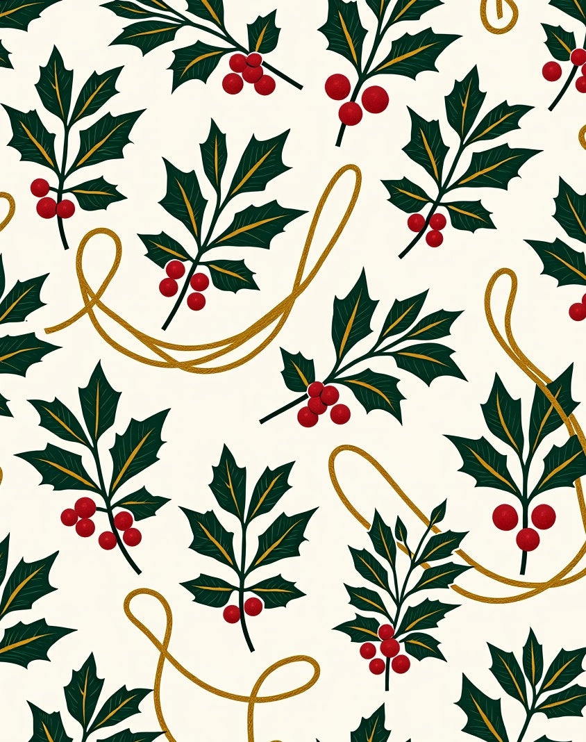 Classic Holly Berry Garland Rug