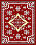 Crimson Snowflakes Floral Medallion Rug
