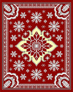 Crimson Snowflakes Floral Medallion Rug