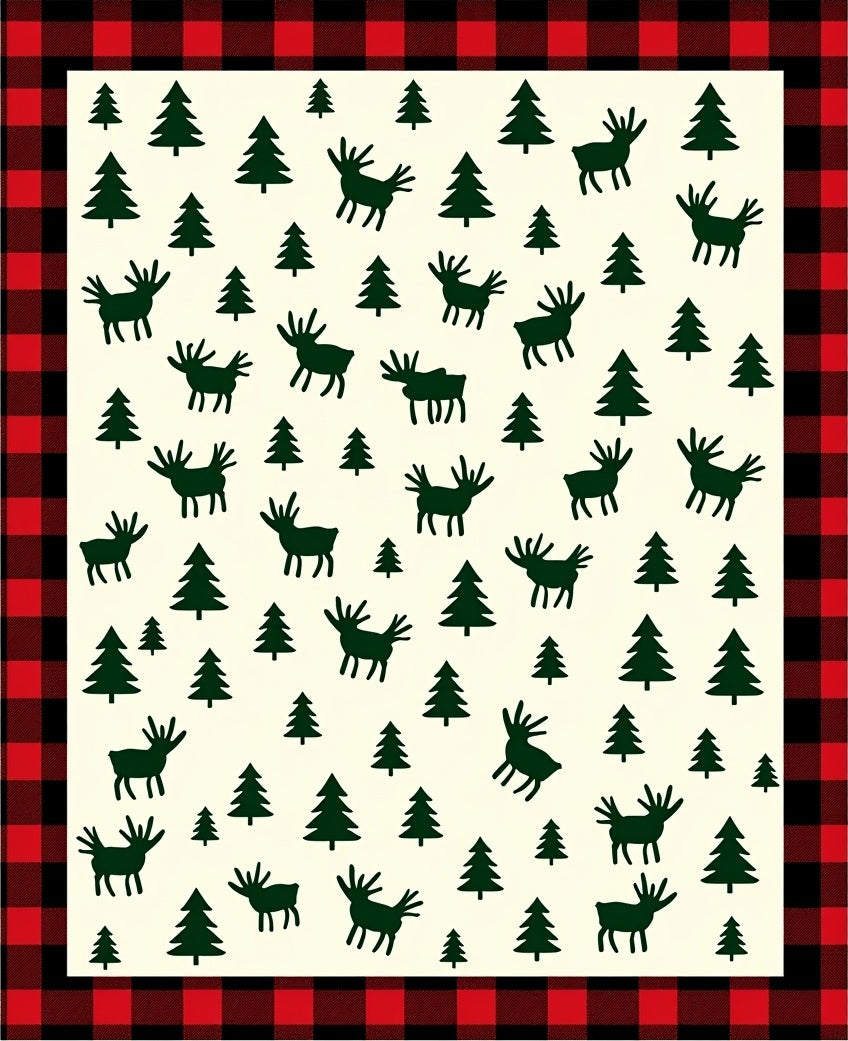 Rustic Red Buffalo Plaid Moose Forest Rug