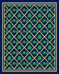 Deep Blue Lattice Green Floral Medallion Rug