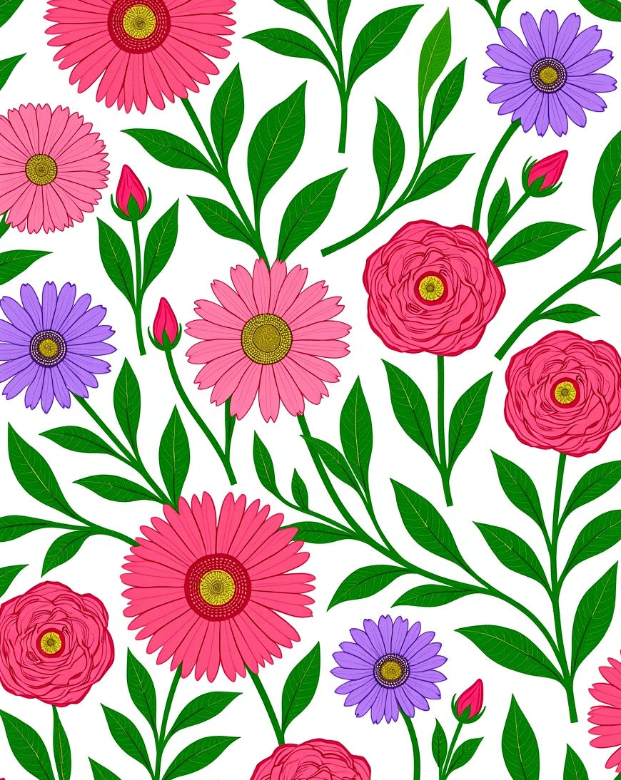 Vibrant Pink Purple Floral Branches Rug