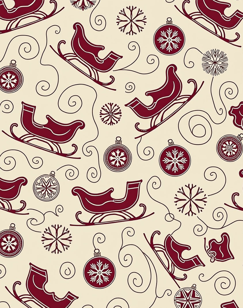 Crimson Sleigh And Snowflake Bazaar Rug