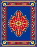 Bold Red Yellow Flower Medallion Rug