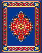 Bold Red Yellow Flower Medallion Rug