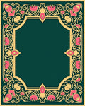 Elegant Pink Floral Gold Border Rug
