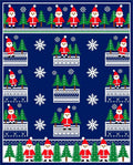 Festive Blue Santa Claus Trees Snowflakes Rug