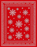 Red Snowflake Holiday Border Rug