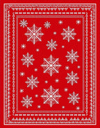 Red Snowflake Holiday Border Rug