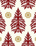 Crimson Pine Trees Gold Snowflakes Rug