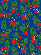 Blue Red Berry Foliage Repeat Rug