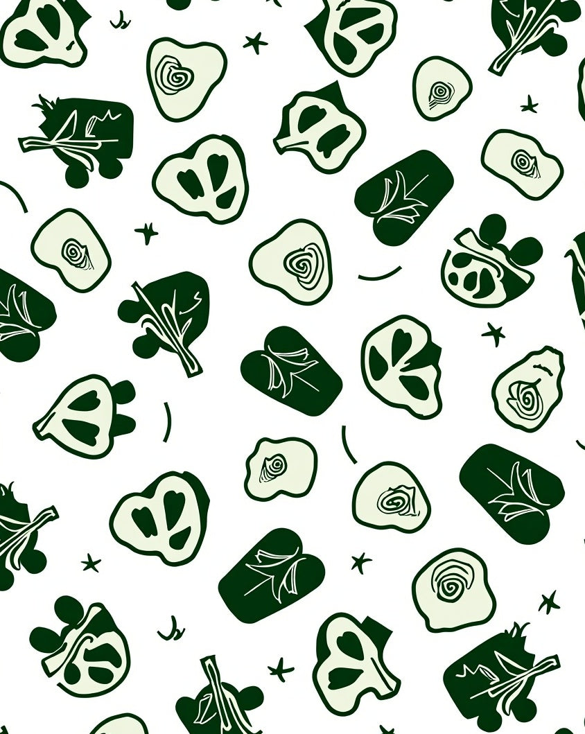 Whimsical Green Botanical Abstract Rug
