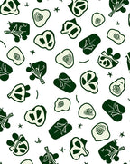 Whimsical Green Botanical Abstract Rug