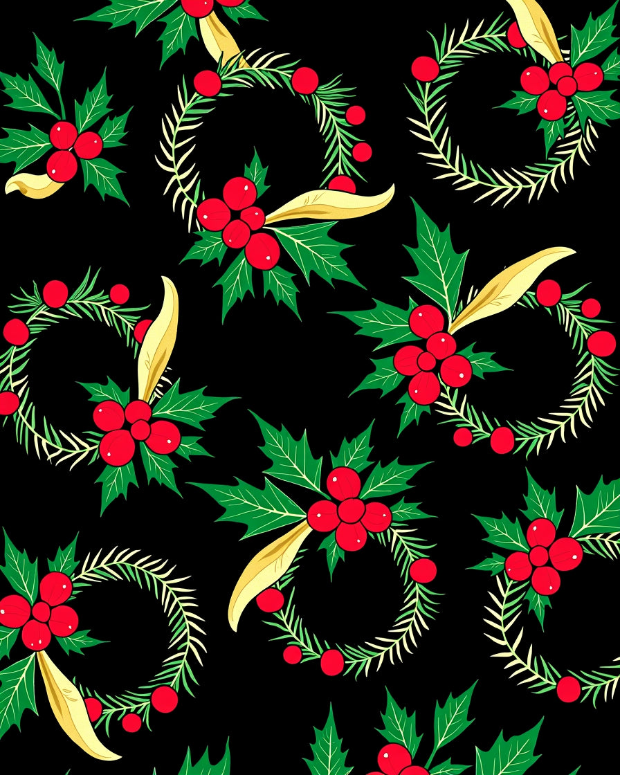 Festive Red Holly Berry Wreath Rug