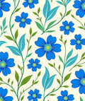 Blue Floral Vine Whimsical Botanical Rug