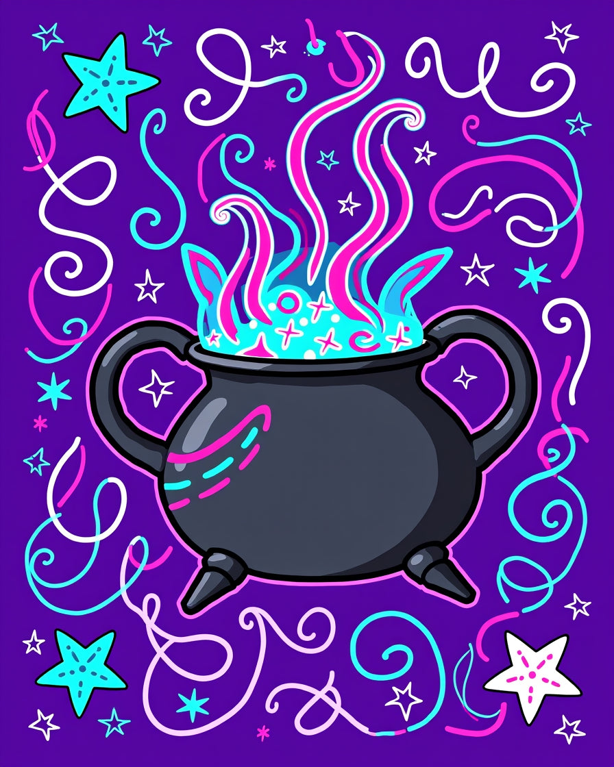 Magic Cauldron Swirls Purple Star Rug