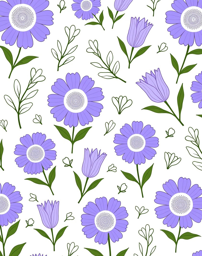 Lavender Daisy and Tulip Garden Rug