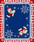 Whimsical Snowman Snowflake Red Border Rug